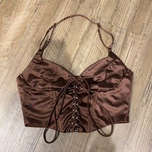 Brown corset style halter top